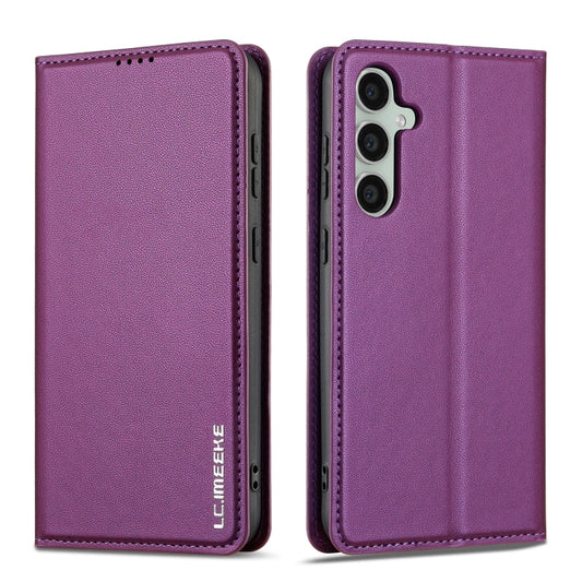 For Samsung Galaxy S24+ 5G LC.IMEEKE L1 Series Frosted Fine Texture PU Phone Case(Purple)