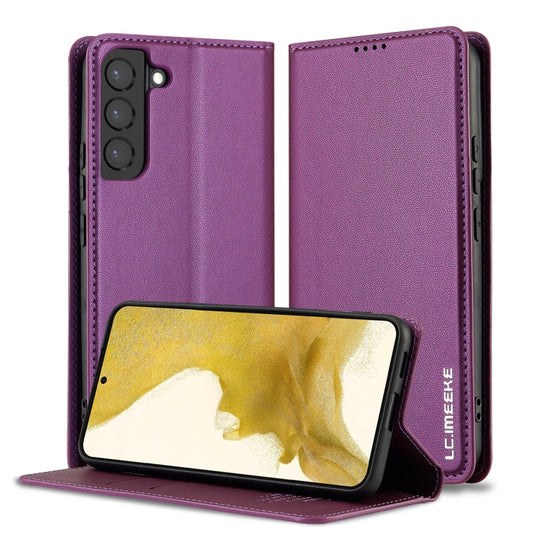 For Samsung Galaxy S21 5G LC.IMEEKE L1 Series Frosted Fine Texture PU Phone Case(Purple)