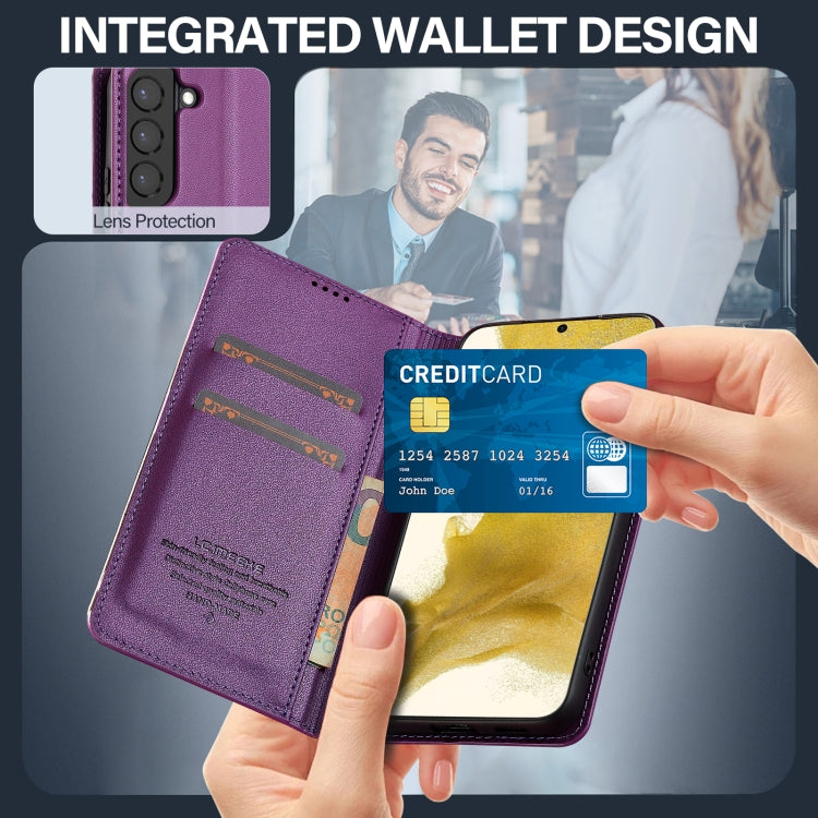 For Samsung Galaxy S21 5G LC.IMEEKE L1 Series Frosted Fine Texture PU Phone Case(Purple)