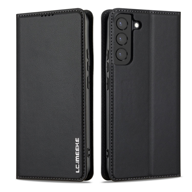For Samsung Galaxy S21+ 5G LC.IMEEKE L1 Series Frosted Fine Texture PU Phone Case(Black)