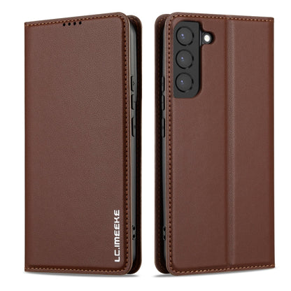 For Samsung Galaxy S21+ 5G LC.IMEEKE L1 Series Frosted Fine Texture PU Phone Case(Brown)