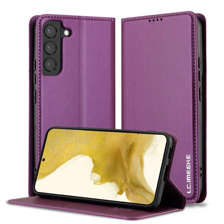 For Samsung Galaxy S21+ 5G LC.IMEEKE L1 Series Frosted Fine Texture PU Phone Case(Purple)