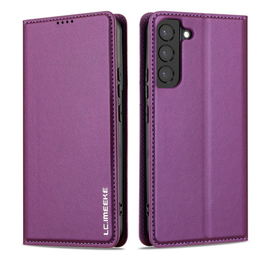 For Samsung Galaxy S21+ 5G LC.IMEEKE L1 Series Frosted Fine Texture PU Phone Case(Purple)