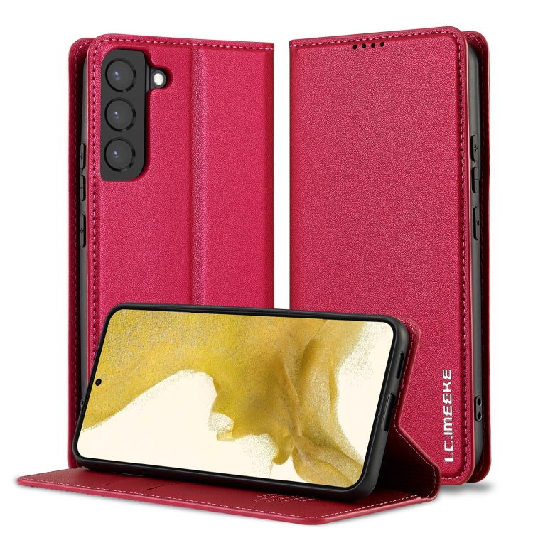 Pour Samsung Galaxy S21+ 5G LC.IMEEKE L1 Series Coque de Téléphone en PU Texturé Givré (Rouge)