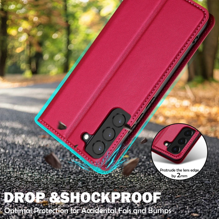 Pour Samsung Galaxy S21+ 5G LC.IMEEKE L1 Series Coque de Téléphone en PU Texturé Givré (Rouge)