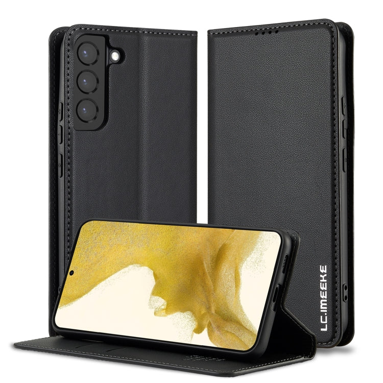 For Samsung Galaxy S22+ 5G LC.IMEEKE L1 Series Frosted Fine Texture PU Phone Case(Black)