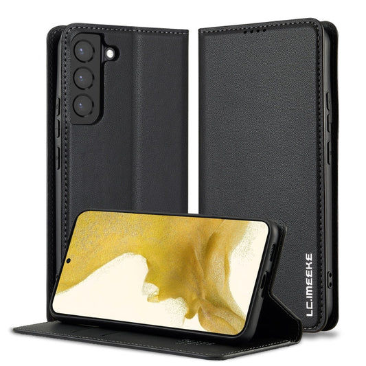 For Samsung Galaxy S22+ 5G LC.IMEEKE L1 Series Frosted Fine Texture PU Phone Case(Black)