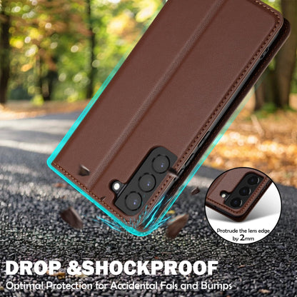For Samsung Galaxy S22 5G LC.IMEEKE L1 Series Frosted Fine Texture PU Phone Case(Brown)