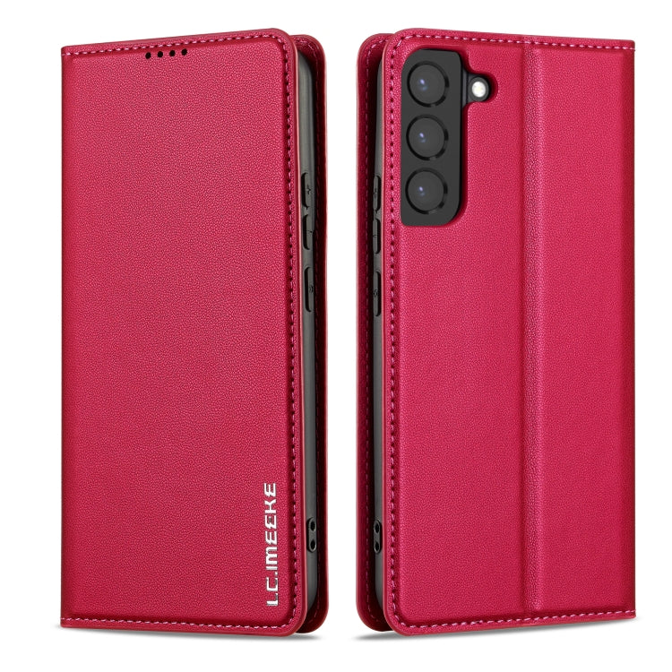 For Samsung Galaxy S22 5G LC.IMEEKE L1 Series Frosted Fine Texture PU Phone Case(Red)
