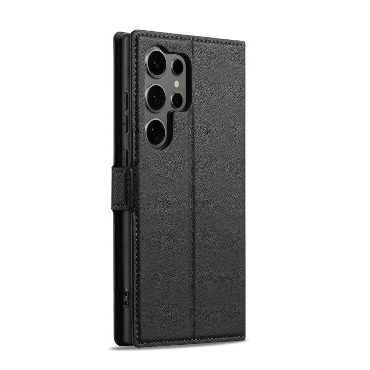 Pour Samsung Galaxy S25 Ultra 5G LC.IMEEKE L1 Series Étui de téléphone en cuir PU texturé givré (Noir)