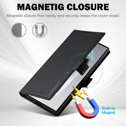 Pour Samsung Galaxy S25 Ultra 5G LC.IMEEKE L1 Series Étui de téléphone en cuir PU texturé givré (Noir)