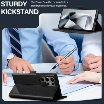 Pour Samsung Galaxy S25 Ultra 5G LC.IMEEKE L1 Series Étui de téléphone en cuir PU texturé givré (Noir)