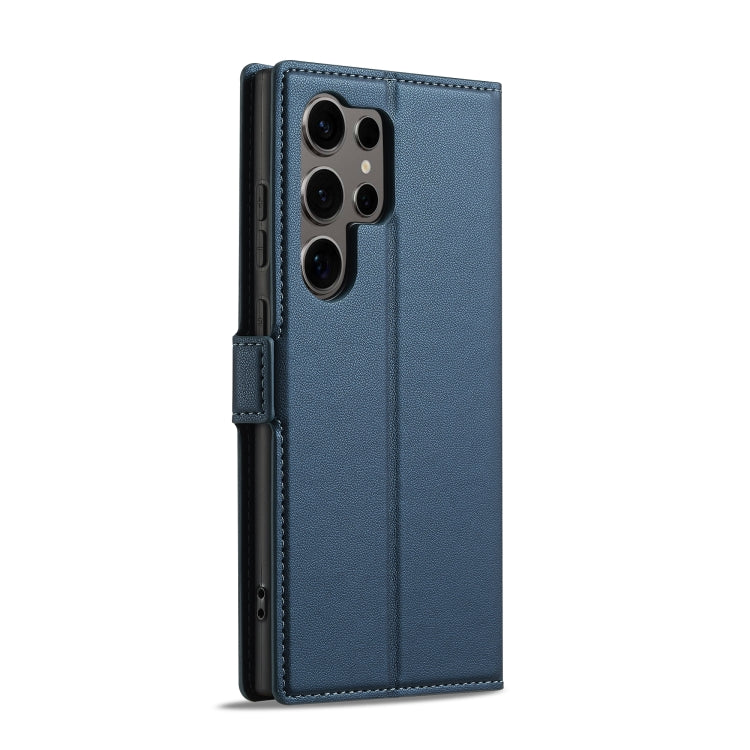 Pour Samsung Galaxy S25 Ultra 5G LC.IMEEKE Série L1 Étui de téléphone en cuir PU à texture fine givrée (Bleu)
