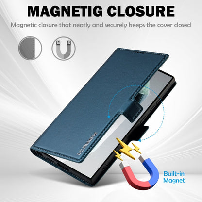 Pour Samsung Galaxy S25 Ultra 5G LC.IMEEKE Série L1 Étui de téléphone en cuir PU à texture fine givrée (Bleu)