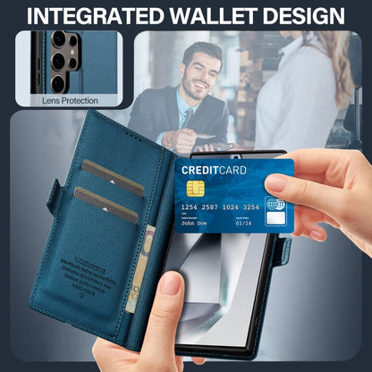 Pour Samsung Galaxy S25 Ultra 5G LC.IMEEKE Série L1 Étui de téléphone en cuir PU à texture fine givrée (Bleu)