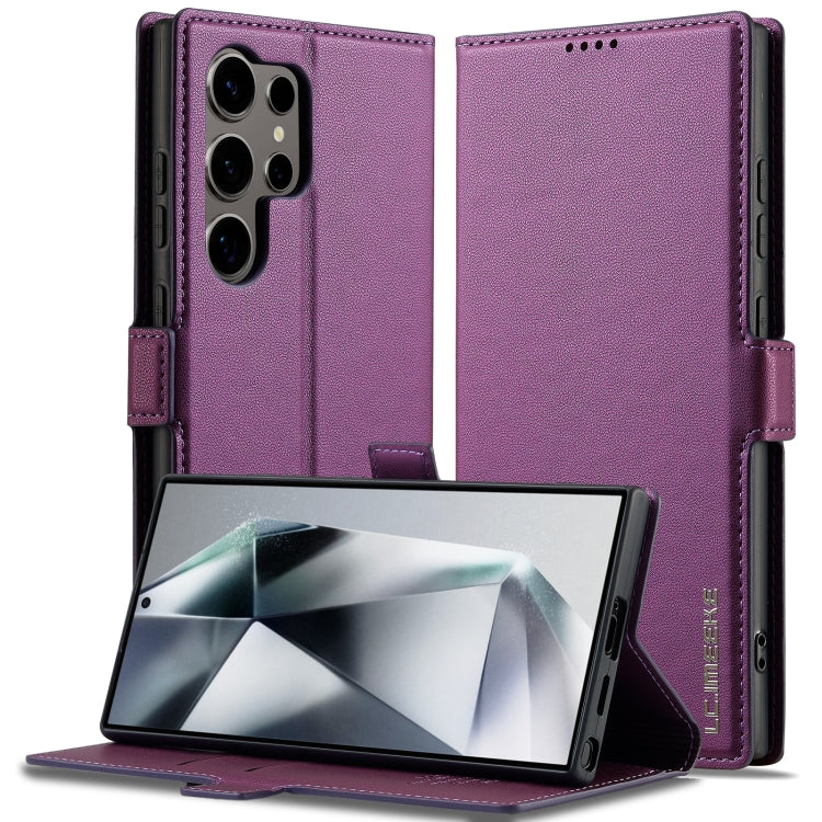 For Samsung Galaxy S25 Ultra 5G LC.IMEEKE L1 Series Frosted Fine Texture PU Phone Case(Purple)