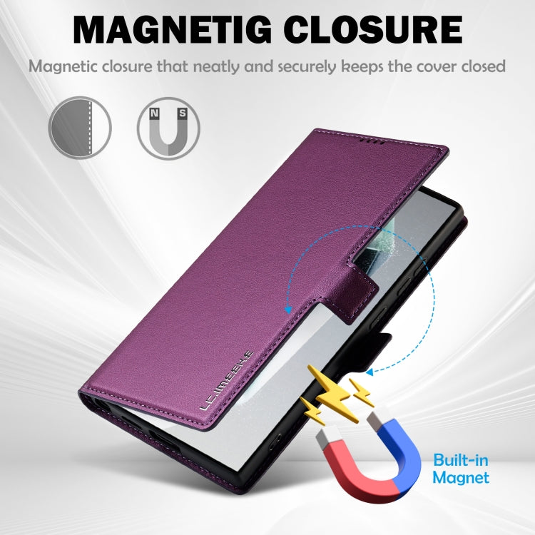 For Samsung Galaxy S25 Ultra 5G LC.IMEEKE L1 Series Frosted Fine Texture PU Phone Case(Purple)