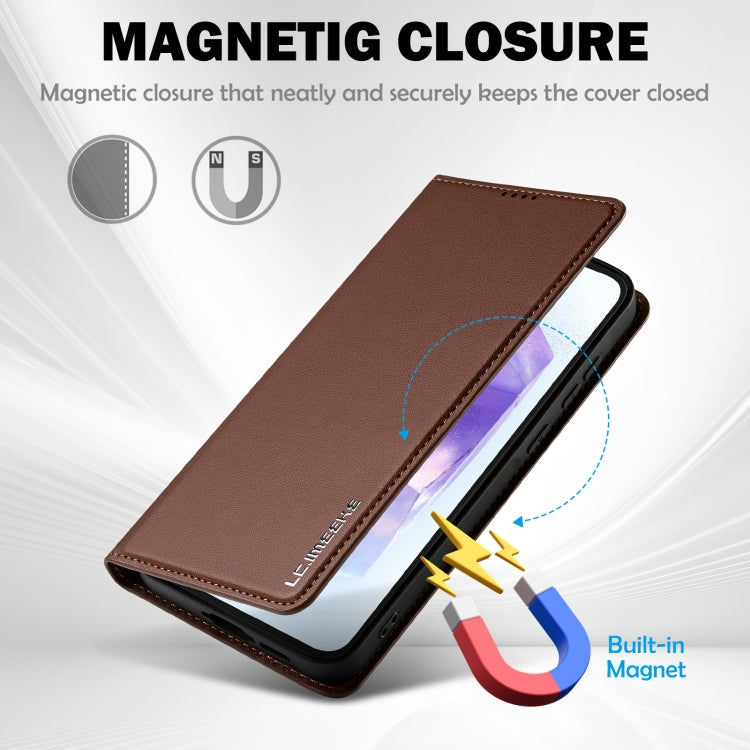For Samsung Galaxy S25+ 5G LC.IMEEKE L1 Series Frosted Fine Texture PU Phone Case(Brown)