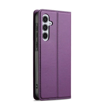 For Samsung Galaxy S25+ 5G LC.IMEEKE L1 Series Frosted Fine Texture PU Phone Case(Purple)