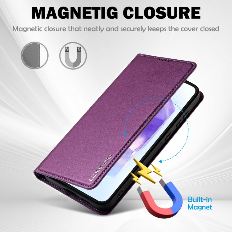 For Samsung Galaxy S25+ 5G LC.IMEEKE L1 Series Frosted Fine Texture PU Phone Case(Purple)