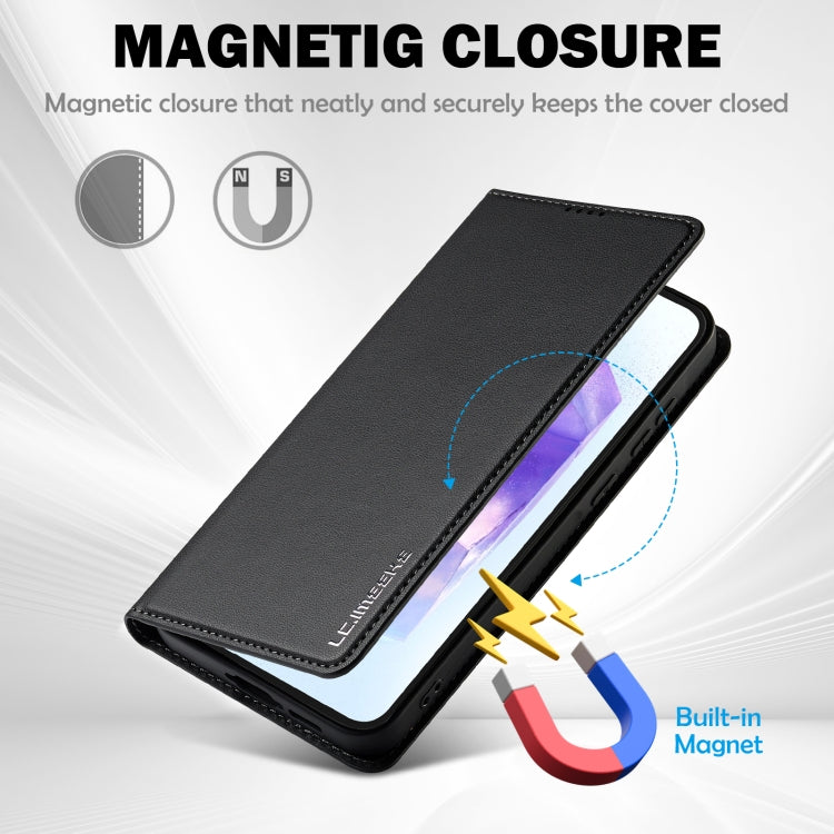 For Samsung Galaxy S25 5G LC.IMEEKE L1 Series Frosted Fine Texture PU Phone Case(Black)