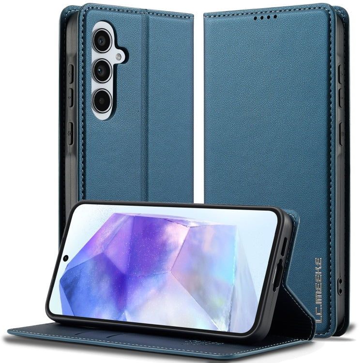 For Samsung Galaxy S25 5G LC.IMEEKE L1 Series Frosted Fine Texture PU Phone Case(Blue)
