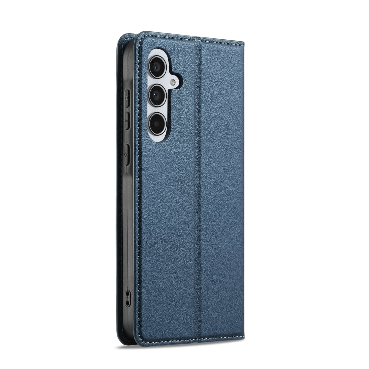 For Samsung Galaxy S25 5G LC.IMEEKE L1 Series Frosted Fine Texture PU Phone Case(Blue)