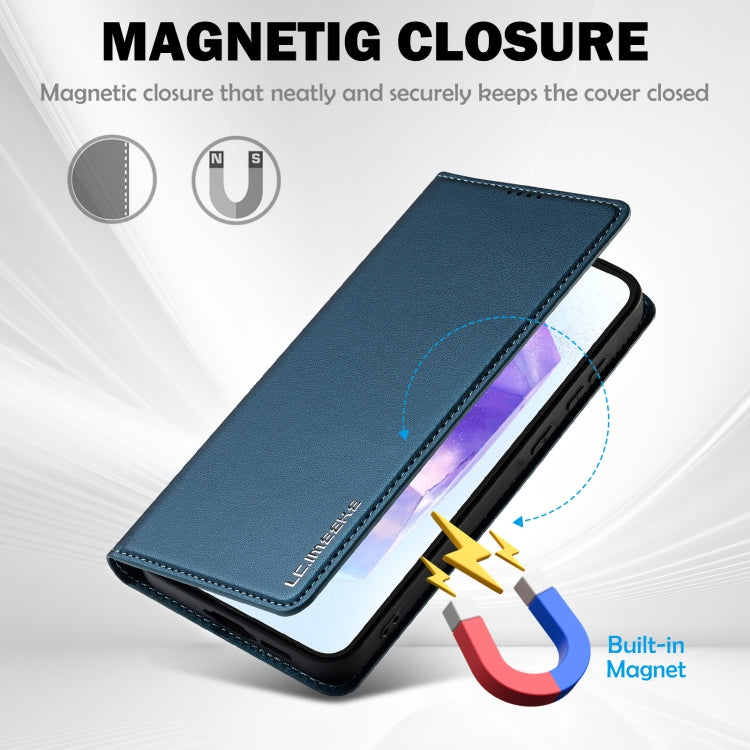 For Samsung Galaxy S25 5G LC.IMEEKE L1 Series Frosted Fine Texture PU Phone Case(Blue)