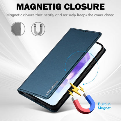 For Samsung Galaxy S25 5G LC.IMEEKE L1 Series Frosted Fine Texture PU Phone Case(Blue)