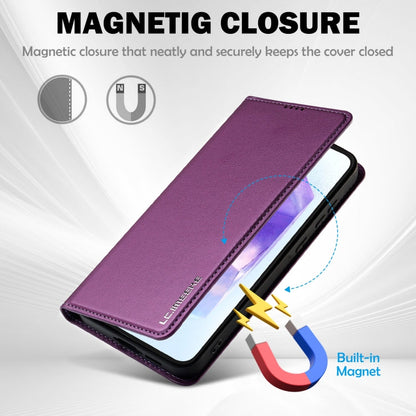 For Samsung Galaxy S25 5G LC.IMEEKE L1 Series Frosted Fine Texture PU Phone Case(Purple)