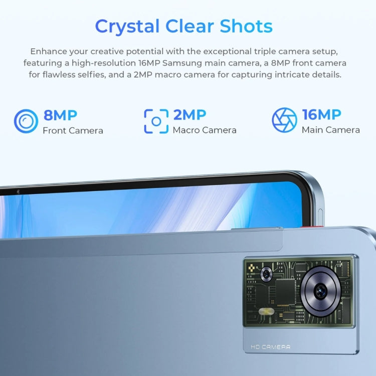 [HK Warehouse] OUKITEL OT5S Tablet PC 12 inch 2.4K Screen, 6GB+256GB, Android 14 Unisoc Tiger T606 Octa Core, Support Dual SIM 4G Network, EU Plug(Blue)