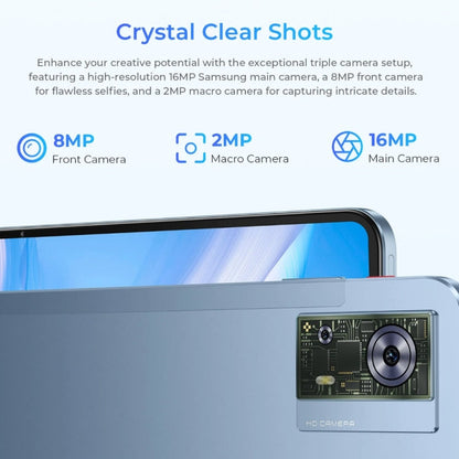 [HK Warehouse] OUKITEL OT5S Tablet PC 12 inch 2.4K Screen, 6GB+256GB, Android 14 Unisoc Tiger T606 Octa Core, Support Dual SIM 4G Network, EU Plug(Blue)