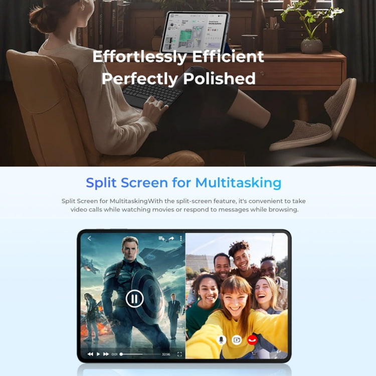 [HK Warehouse] OUKITEL OT5S Tablet PC 12 inch 2.4K Screen, 6GB+256GB, Android 14 Unisoc Tiger T606 Octa Core, Support Dual SIM 4G Network, EU Plug(Blue)