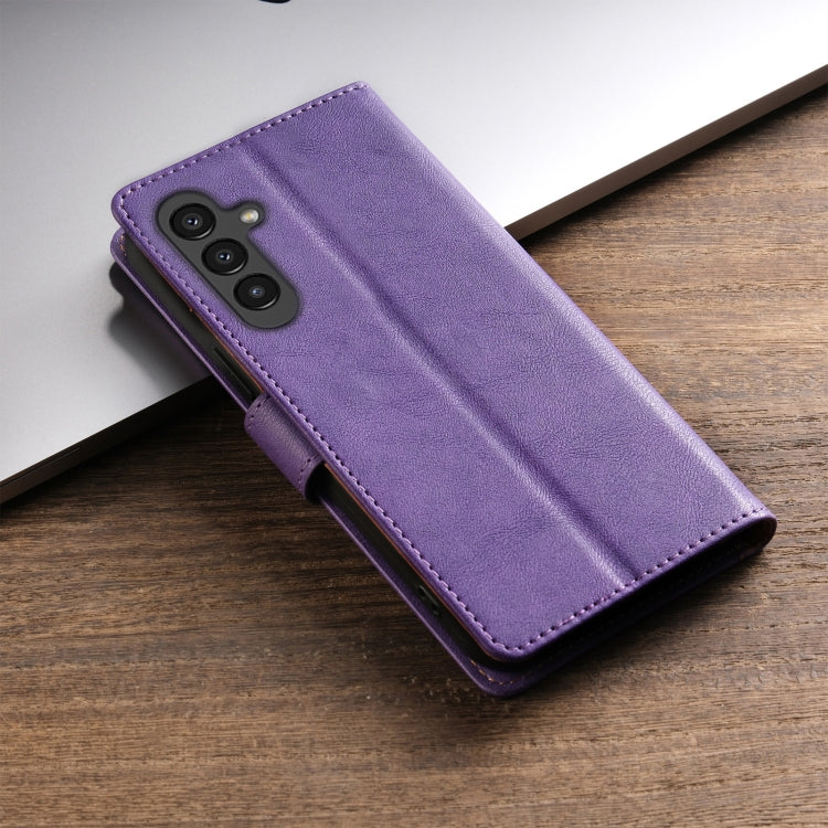 Pour Samsung Galaxy A24 4G N.BEKUS CSJ-P1 Étui de téléphone en cuir de couleur unie (violet)