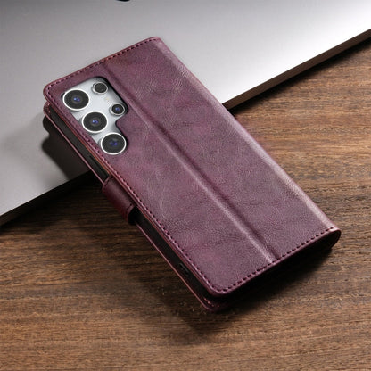For Samsung Galaxy S22 Ultra 5G N.BEKUS CSJ-P1 Solid Color Leather Phone Case(Wine Red)