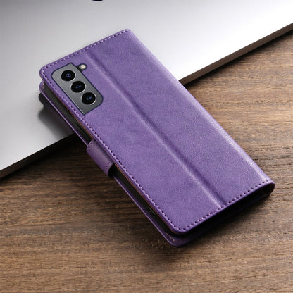 For Samsung Galaxy S21 FE 5G N.BEKUS CSJ-P1 Solid Color Leather Phone Case(Purple)