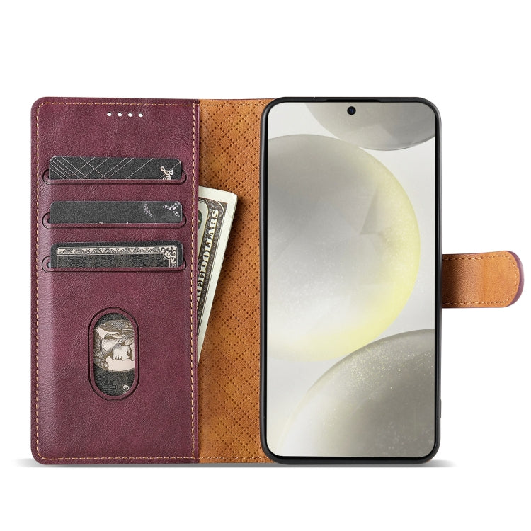 For Samsung Galaxy S23 5G N.BEKUS CSJ-P1 Solid Color Leather Phone Case(Wine Red)