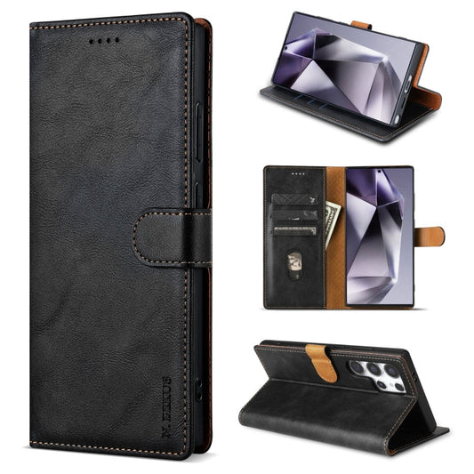 Pour Samsung Galaxy S23 Ultra 5G N.BEKUS CSJ-P1 Coque de téléphone en cuir de couleur unie (Noir)