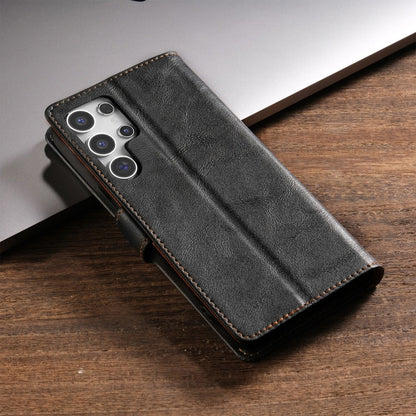 For Samsung Galaxy S23 Ultra 5G N.BEKUS CSJ-P1 Solid Color Leather Phone Case(Black)
