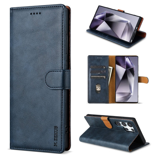 Pour Samsung Galaxy S23 Ultra 5G N.BEKUS CSJ-P1 Étui de téléphone en cuir de couleur unie (bleu)