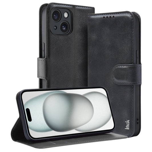 For iPhone 15 IMAK Count Series Flip Leather Phone Case(Black)
