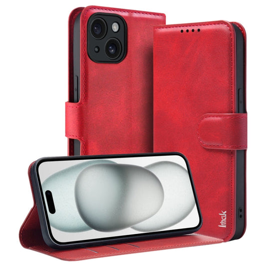 Pour la série IMAK Count étui en cuir à rabat pour iPhone 15 (Rouge)