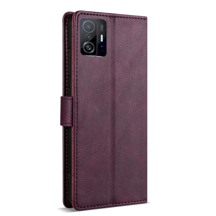 For Xiaomi 11T / 11T Pro N.BEKUS CSJ-P1 Solid Color Leather Phone Case(Wine Red)