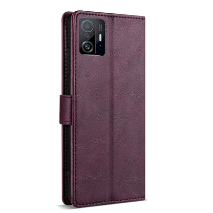 For Xiaomi 11T / 11T Pro N.BEKUS CSJ-P1 Solid Color Leather Phone Case(Wine Red)