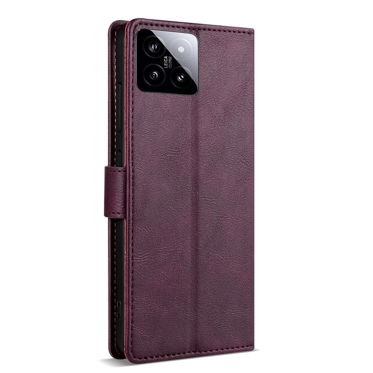 Pour Xiaomi 14 N.BEKUS CSJ-P1 Coque de téléphone en cuir de couleur unie (Rouge Vin)