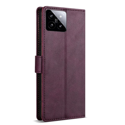 Pour Xiaomi 14 N.BEKUS CSJ-P1 Coque de téléphone en cuir de couleur unie (Rouge Vin)