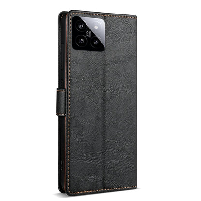 Pour Xiaomi 14 N.BEKUS CSJ-P1 Étui de téléphone en cuir de couleur unie (noir)