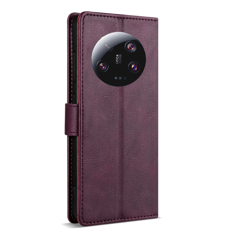 For Xiaomi 13 Ultra N.BEKUS CSJ-P1 Solid Color Leather Phone Case(Wine Red)