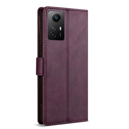 For Xiaomi 12T / 12T Pro N.BEKUS CSJ-P1 Solid Color Leather Phone Case(Wine Red)