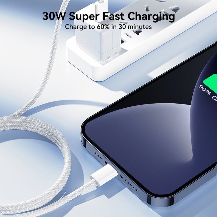 JOYROOM S-A45 30W USB-C / Type-C to 8 Pin Fast Charge Data Cable, Length: 1m(White)